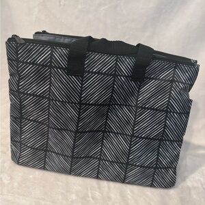 Thirty-One Super Swap-It Pocket Bag Chevron Squares Charcoal BLACK  NEW